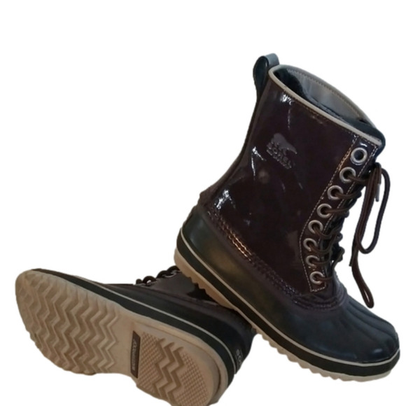 Sorel Purple Handcrafted Natural Rubber Round Toe Lace Up Mid Calf Duck Boot - Picture 1 of 8